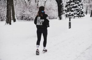 Woman, Jog, Winter, Snow, Girl, Person, Fit, Run, Sport